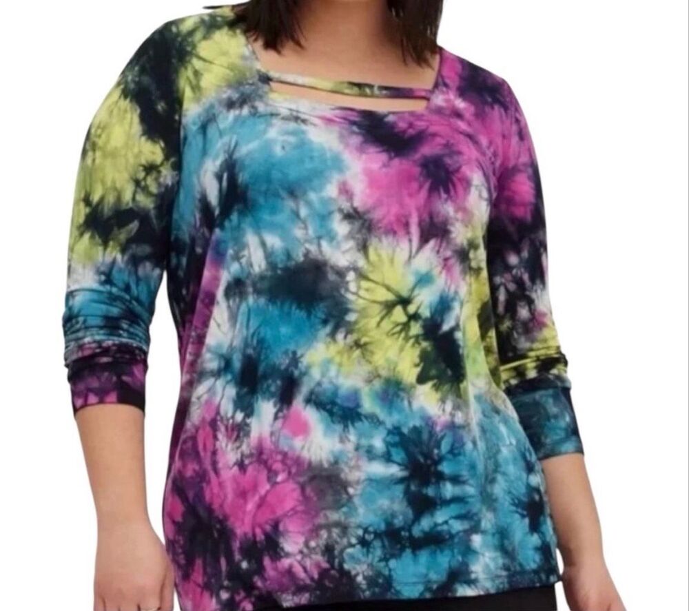 Torrid Strappy Square Neck Tee Super Soft Lovesick Tie Dye 1X NWT
